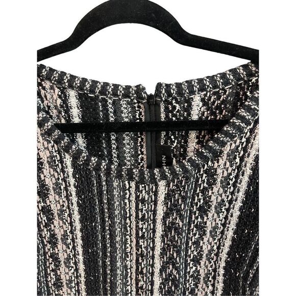 St John Womens Black Zip Knee Length Vertical Striped Tweed Sheath Dress Size 6 - Picture 4 of 13